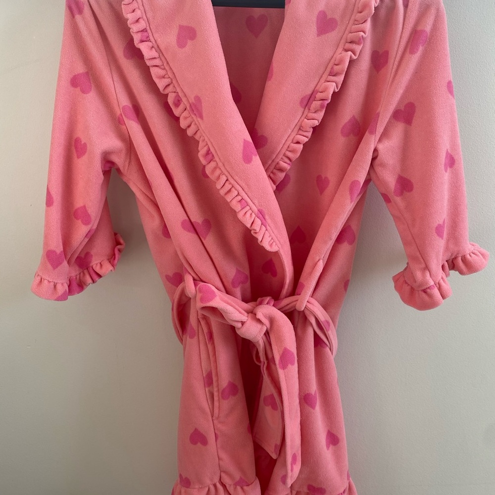 Betsey Johnson Robe hearts orange pink ruffle frills cute y2k bathrobe soft